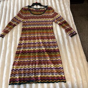 NineWest 70 inspired Zig Zag knit Dress size M